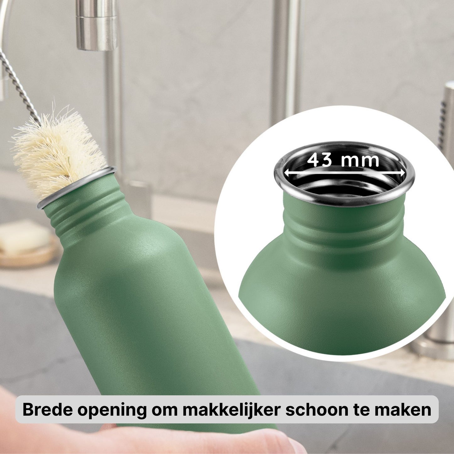 RVS waterfles saliegroen - 500 ml