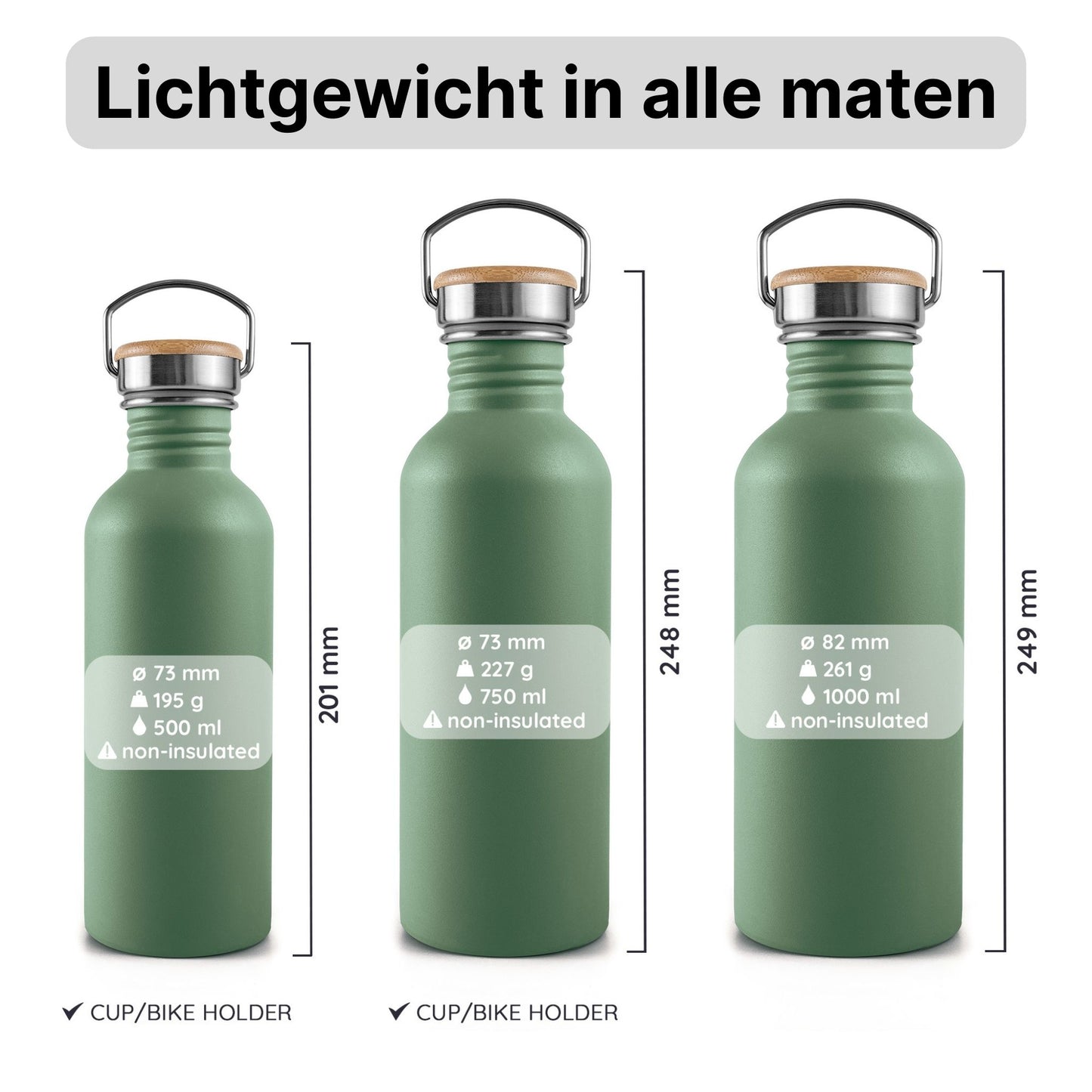 RVS waterfles saliegroen - 500 ml
