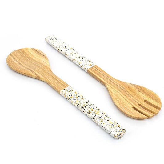 Bamboe saladebestekset (lepel en vork)
