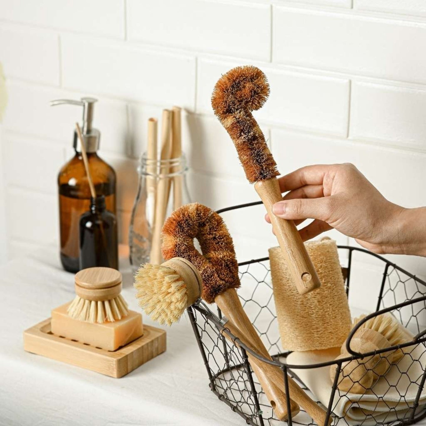 Bamboe afwasborstelset - Set van 6 stuks